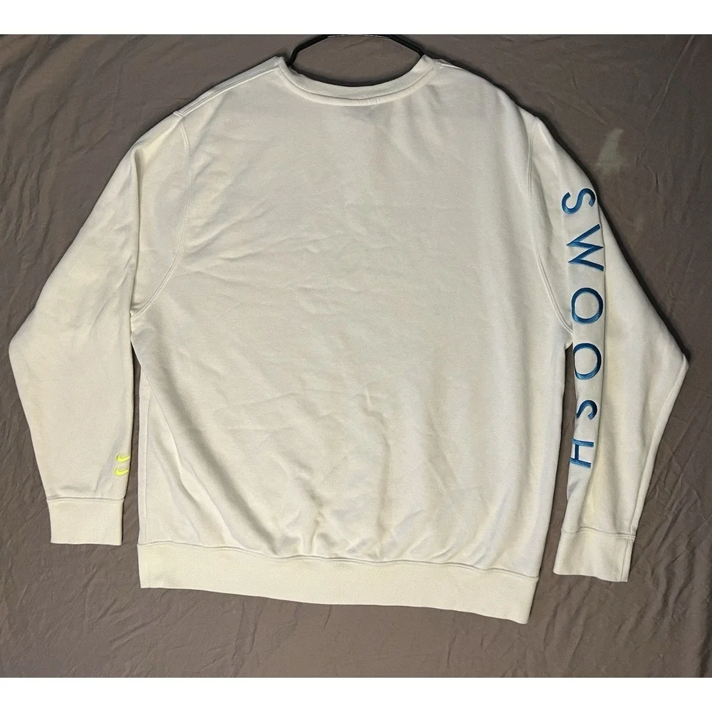 Nike Swoosh Pullover Sweatshirt Men's Size Xl White Crew Long Sleeve DJ0465-100